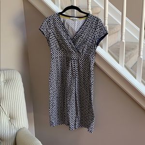 Petite Casual Jersey Dress - Navy and White